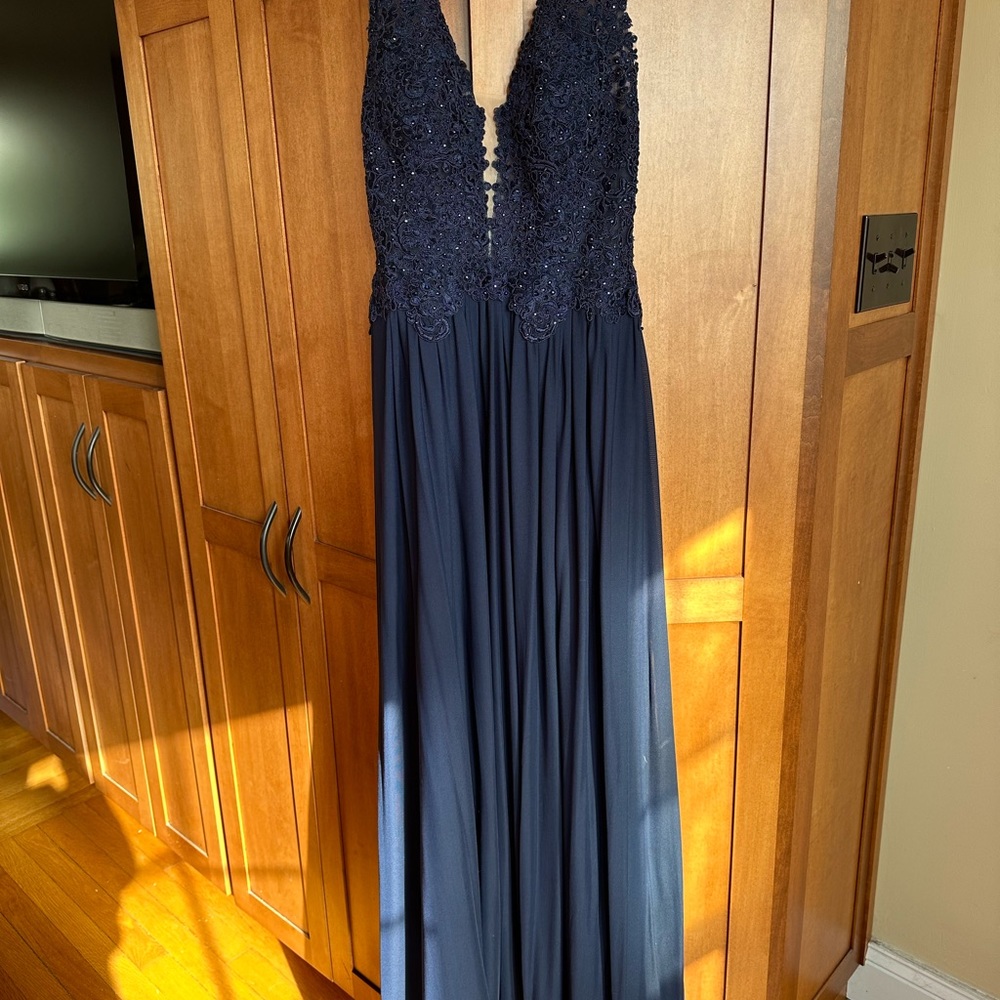 Sherri Hill Navy Halter Prom Dress (Long)